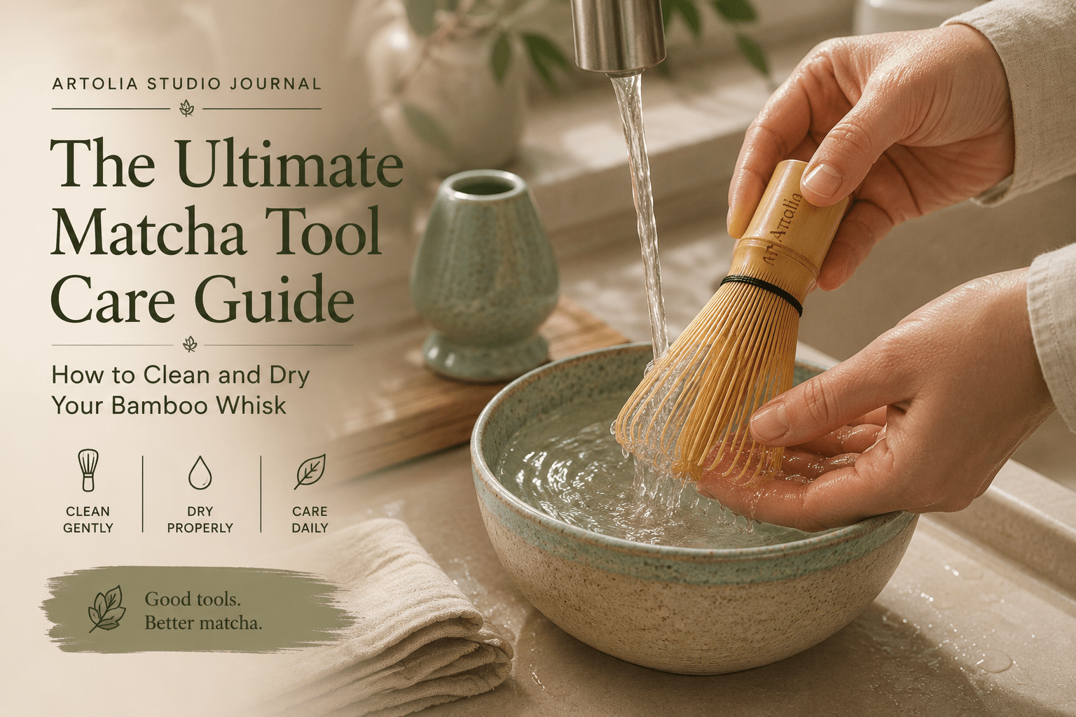 How to Clean and Dry Your Bamboo Whisk - Artolia Studio