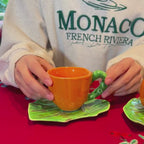 Pumpkin Ceramic Cup and Leaf Saucer