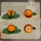 Pumpkin Ceramic Cup and Leaf Saucer - Artolia Studio