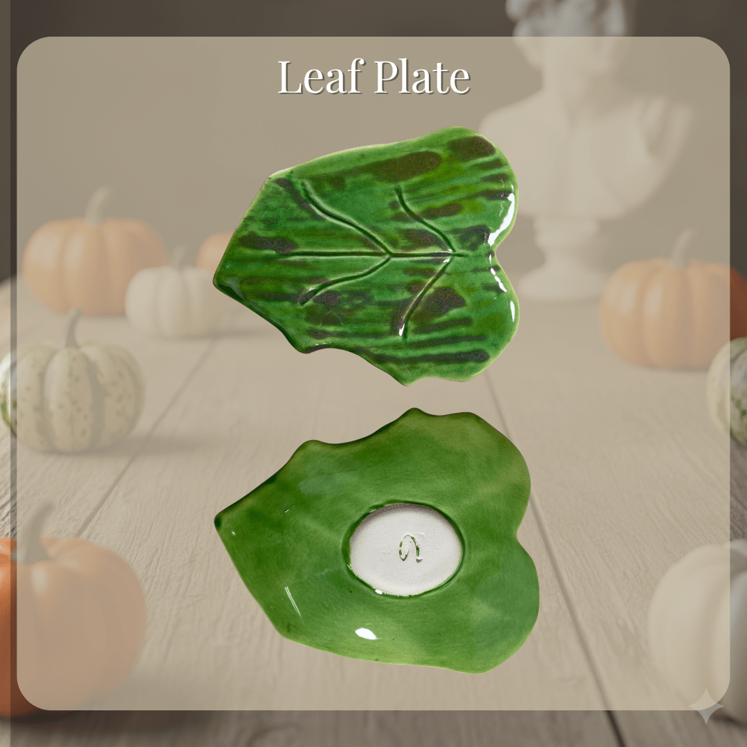 Pumpkin Ceramic Cup and Leaf Saucer - Artolia Studio